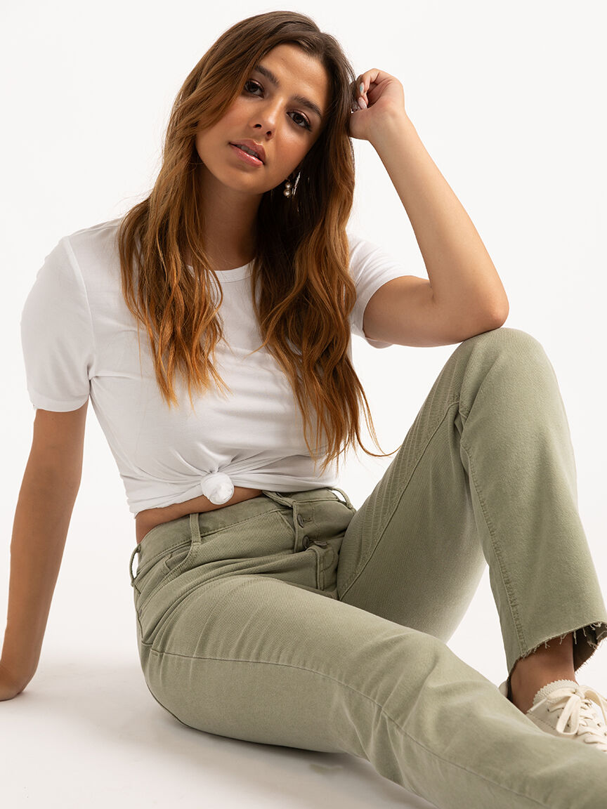 high rise straight jeans - sea glass wash Image 1