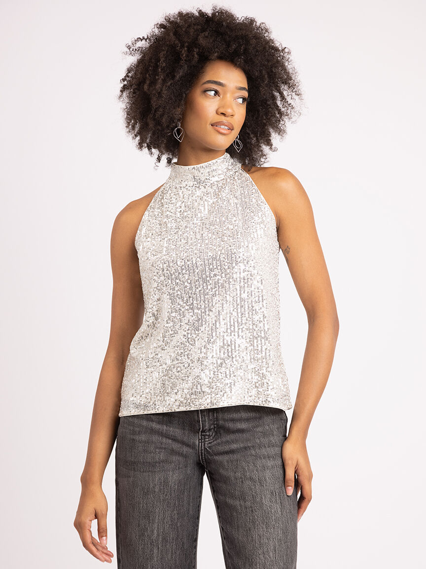 opal halter neck sequins tank Image 1