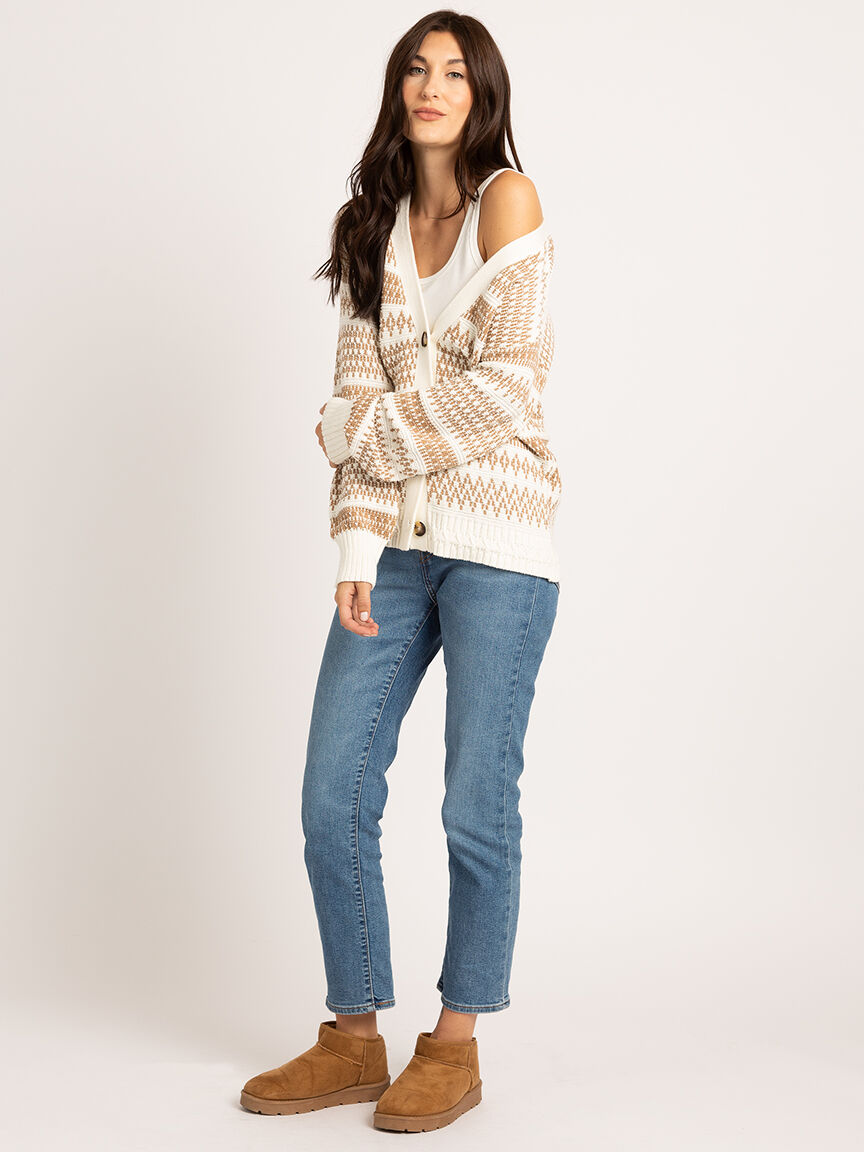 eira jacquard button front cardigan Image 2