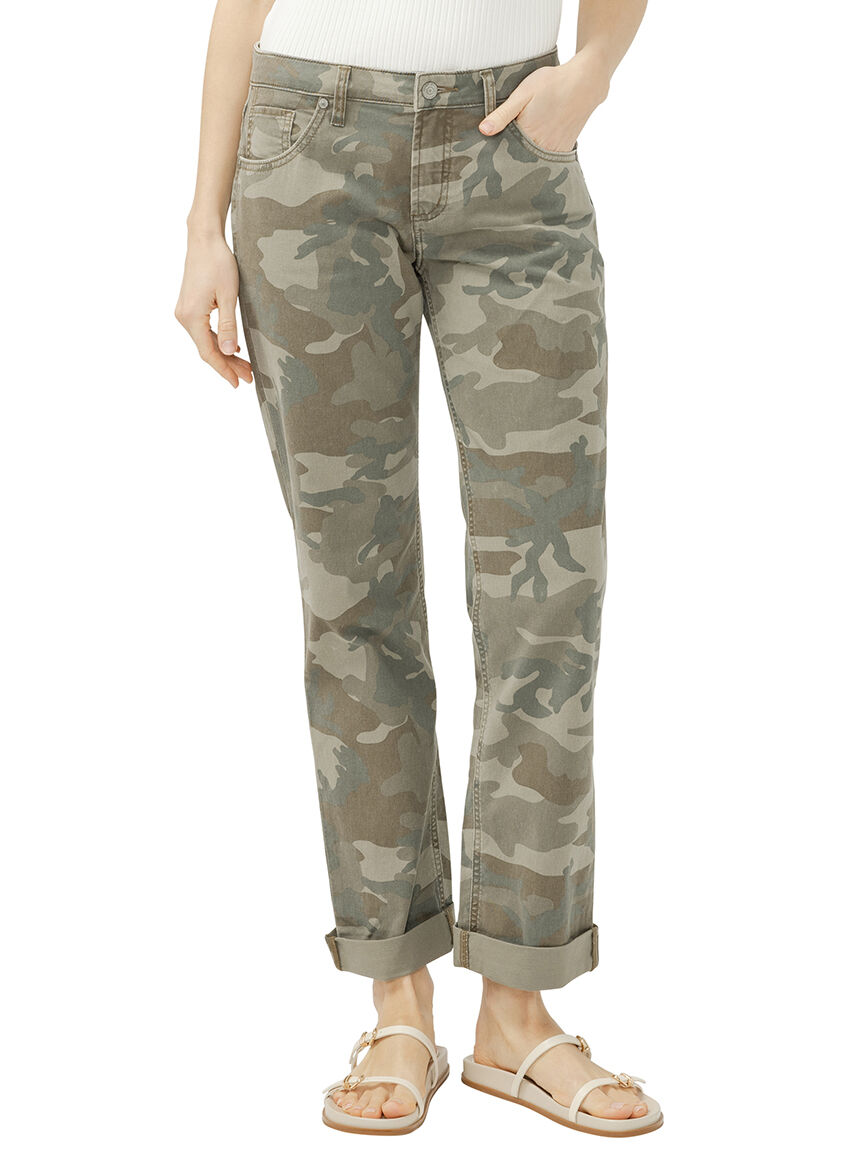 Chelsea Mid Rise Straight Leg Camo Jeans