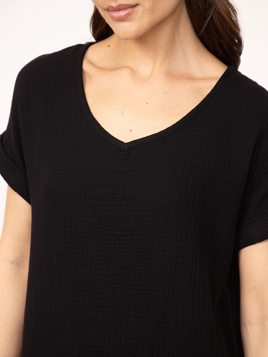 v-neck double gauze top
