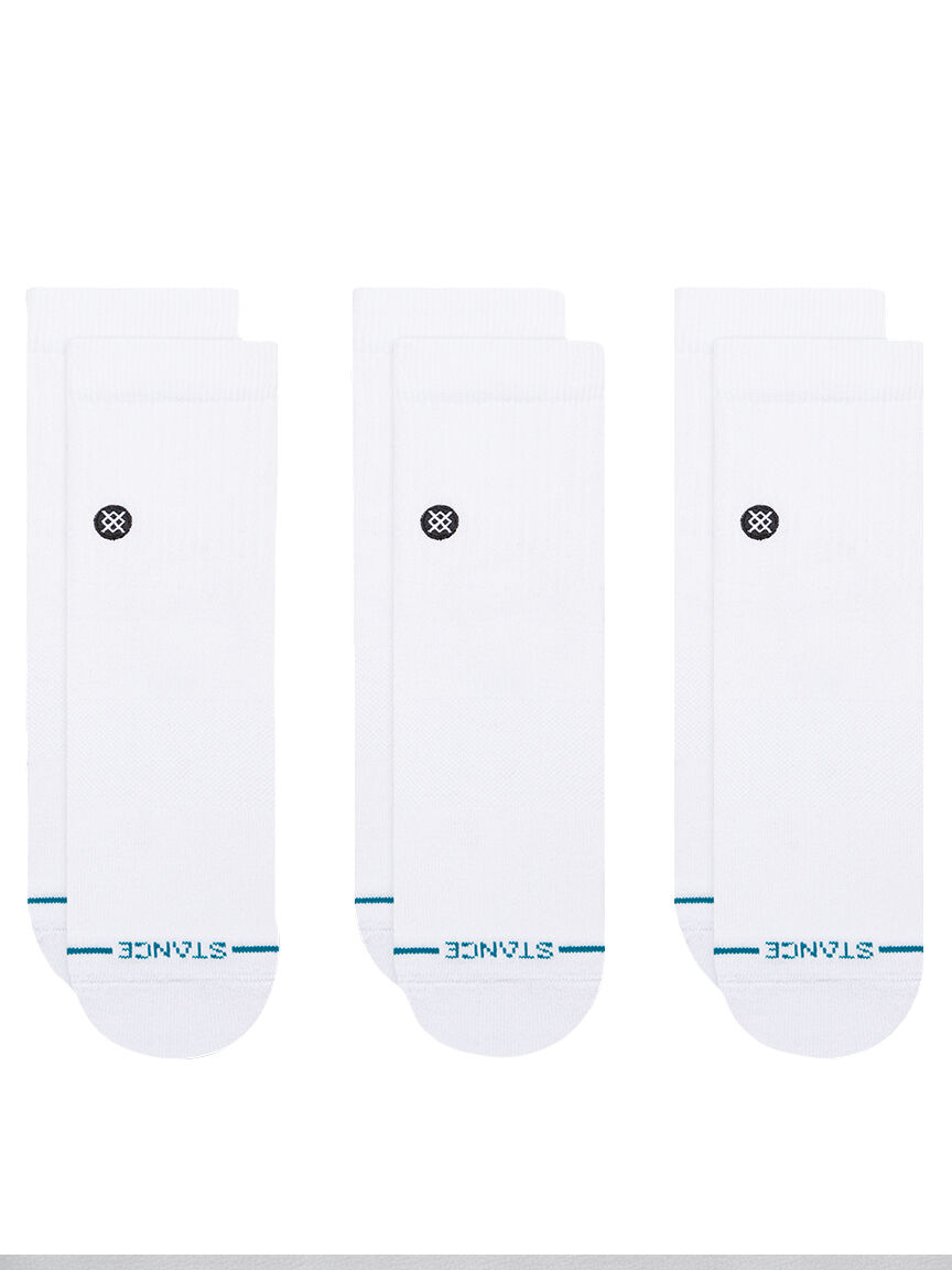 icon quarter sock 3pk white