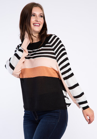 striped exposed seam popover sweater Image 1