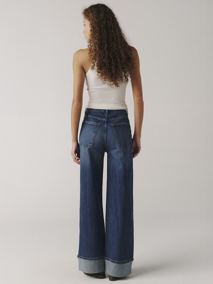 NCE cuffed wide leg jean