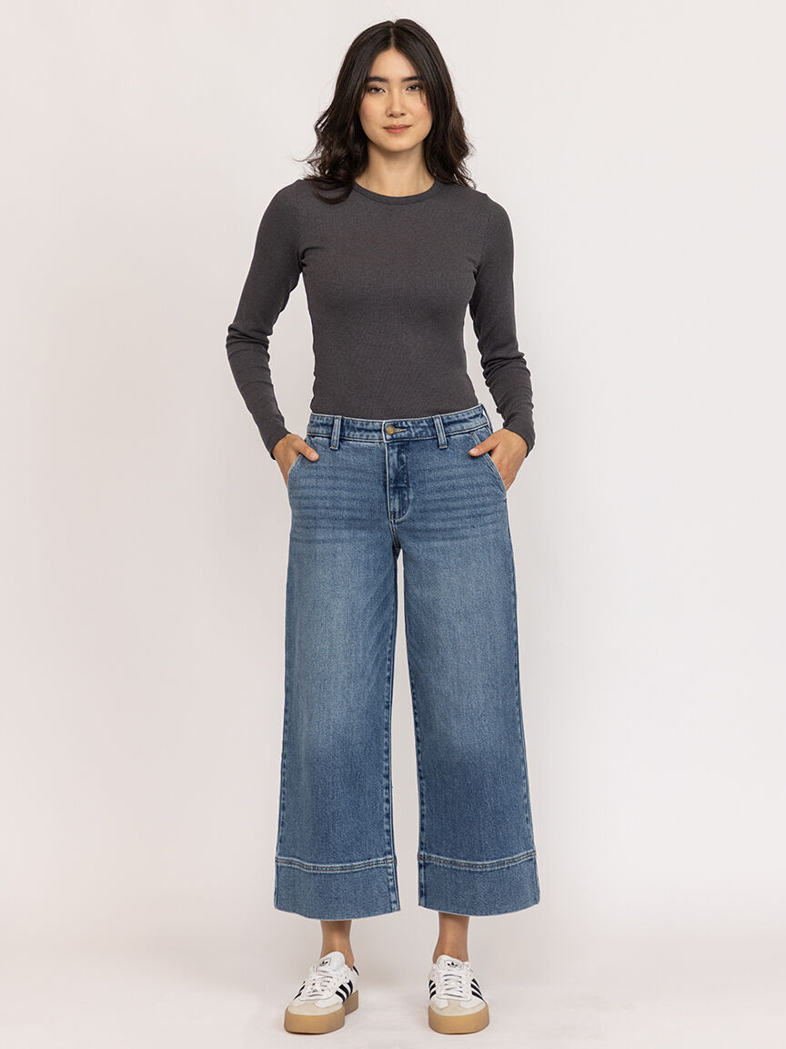 mid rise wide leg jean