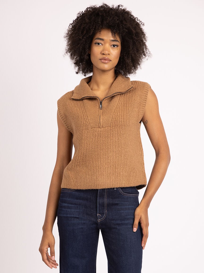 drifa 1/4 zip mock neck sweater vest