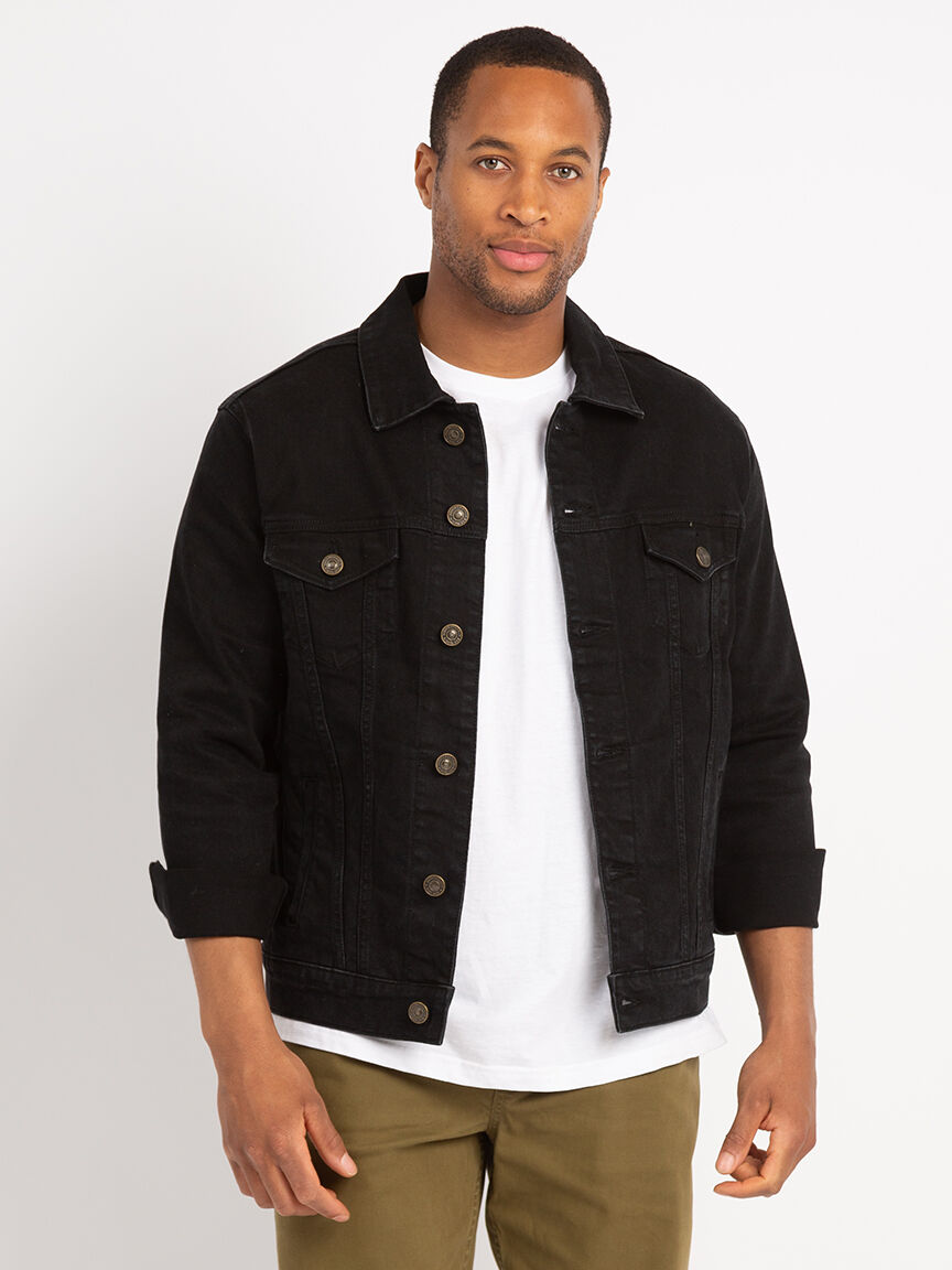 Bootlegger Luke Black Denim Trucker Jacket Size S Black Colour