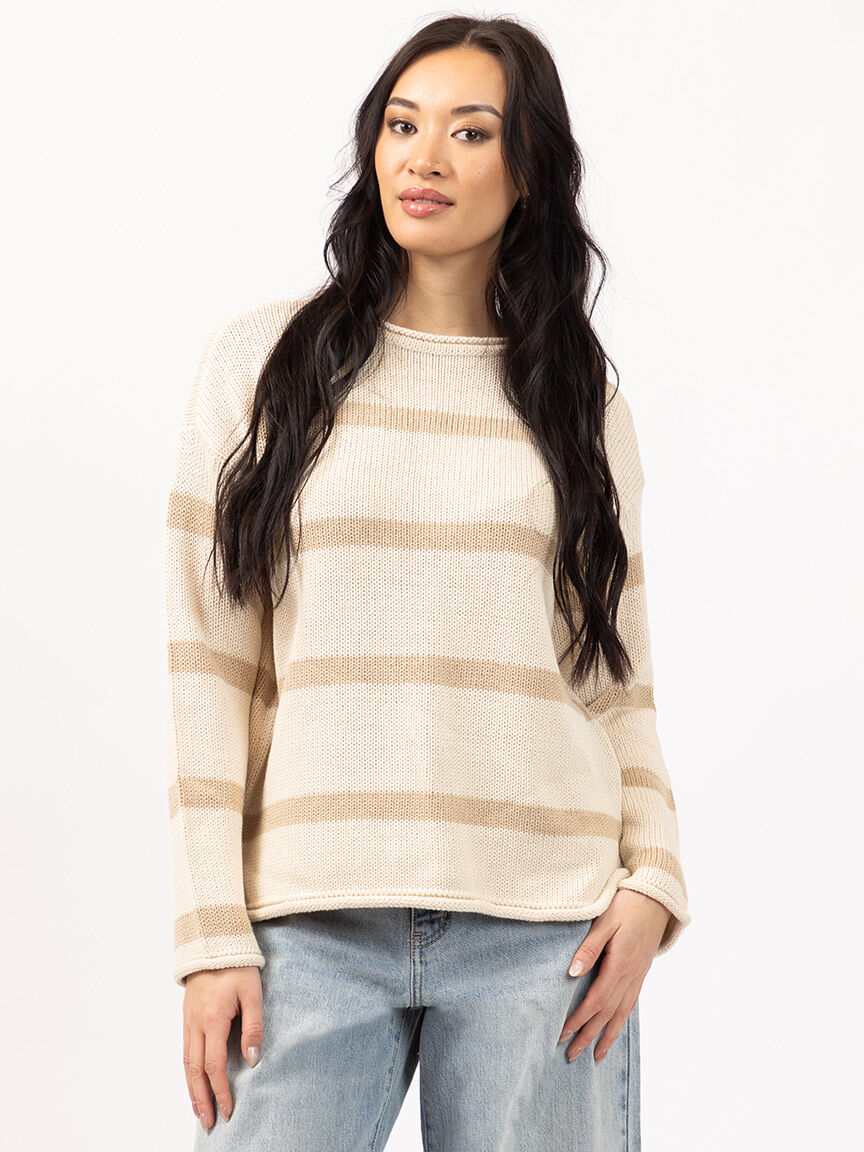 stripe crew neck sweater