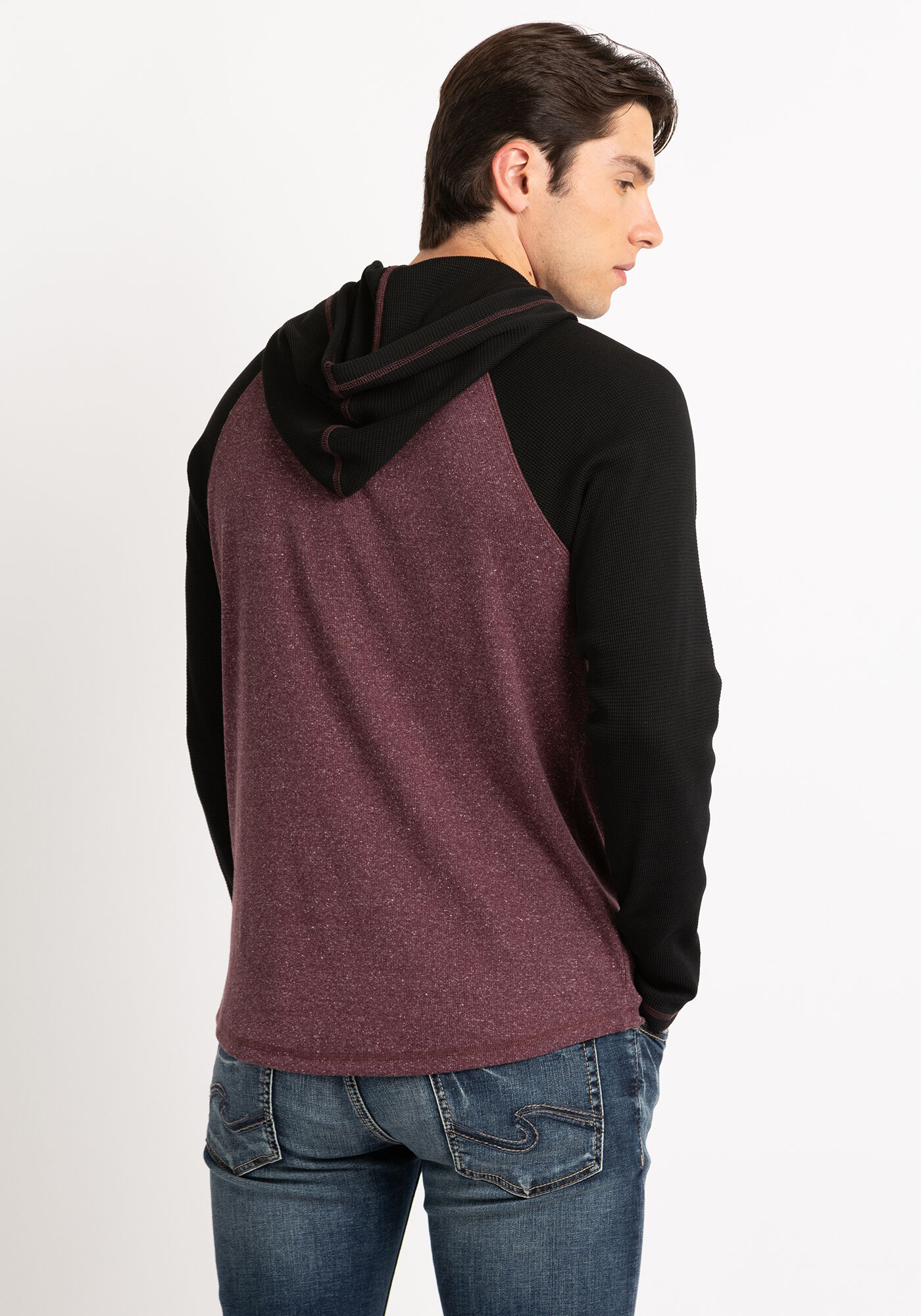 nicholas colourblock waffle henley hoodies Image 3