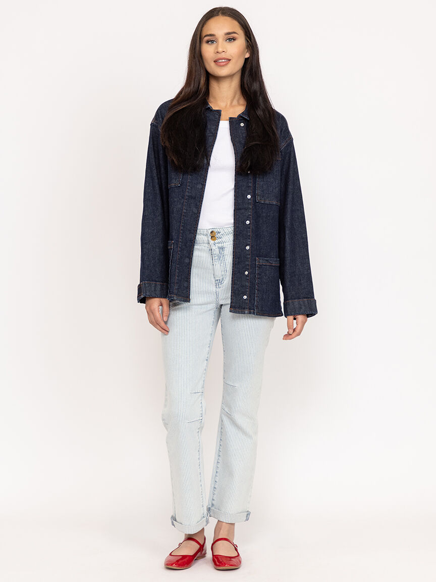 hickory stripe cropped jean light authentic