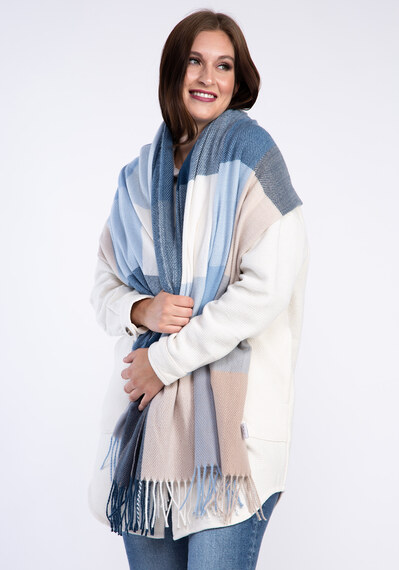 plaid oblong scarf w tassels Image 2