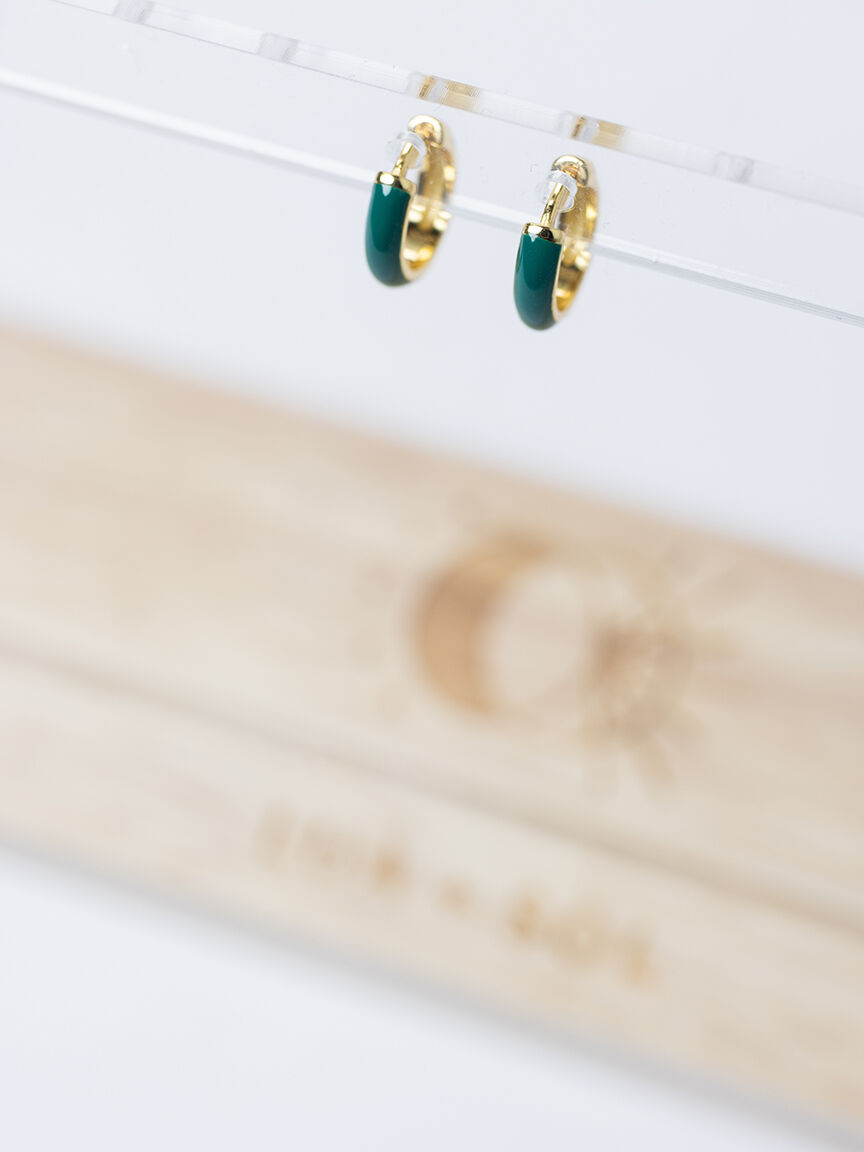 candy huggie earrings forest green