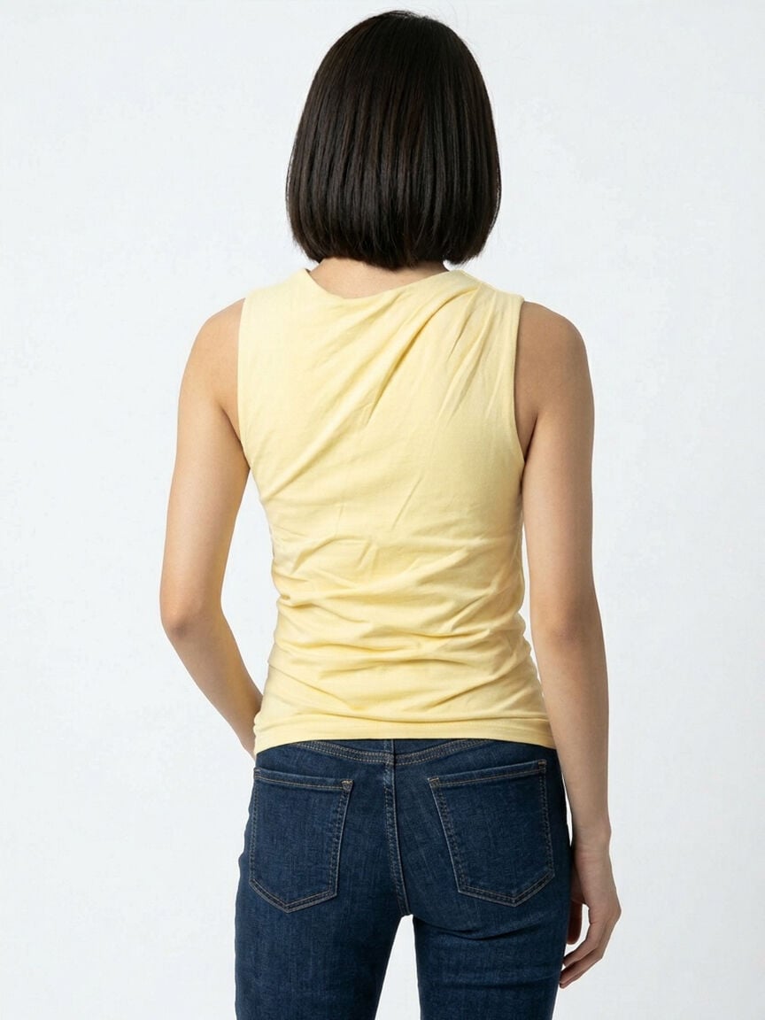 high neck ruched tank