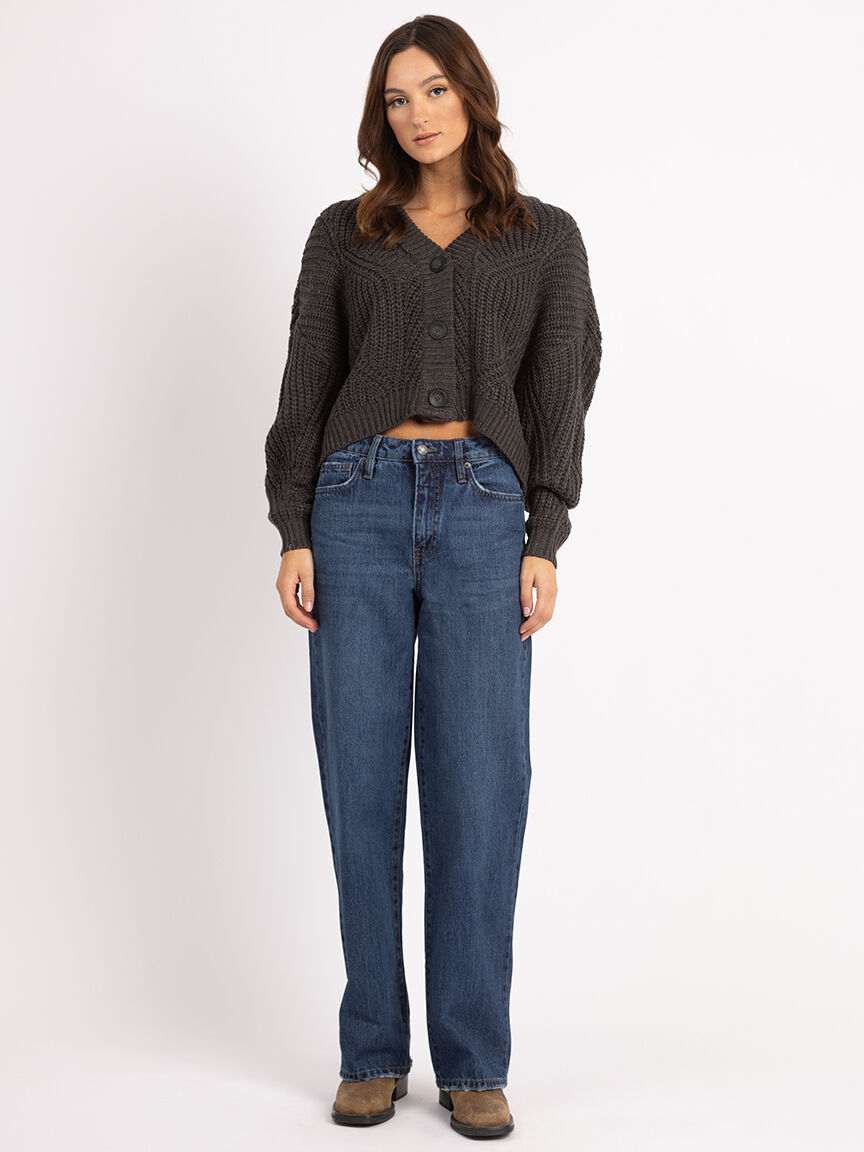 double v neck button front cardigan Image 2