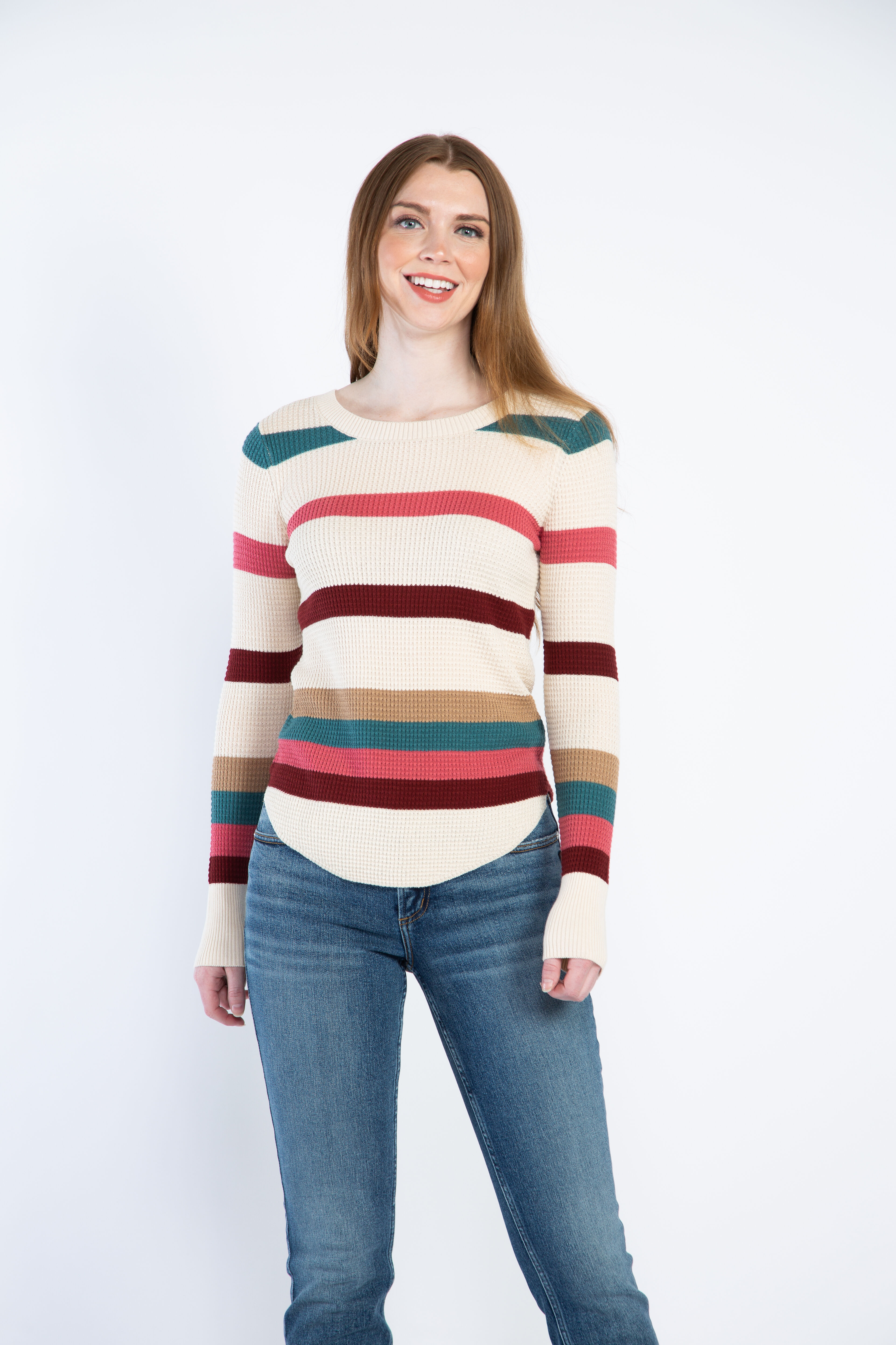 maria waffle crew neck sweater Image 1