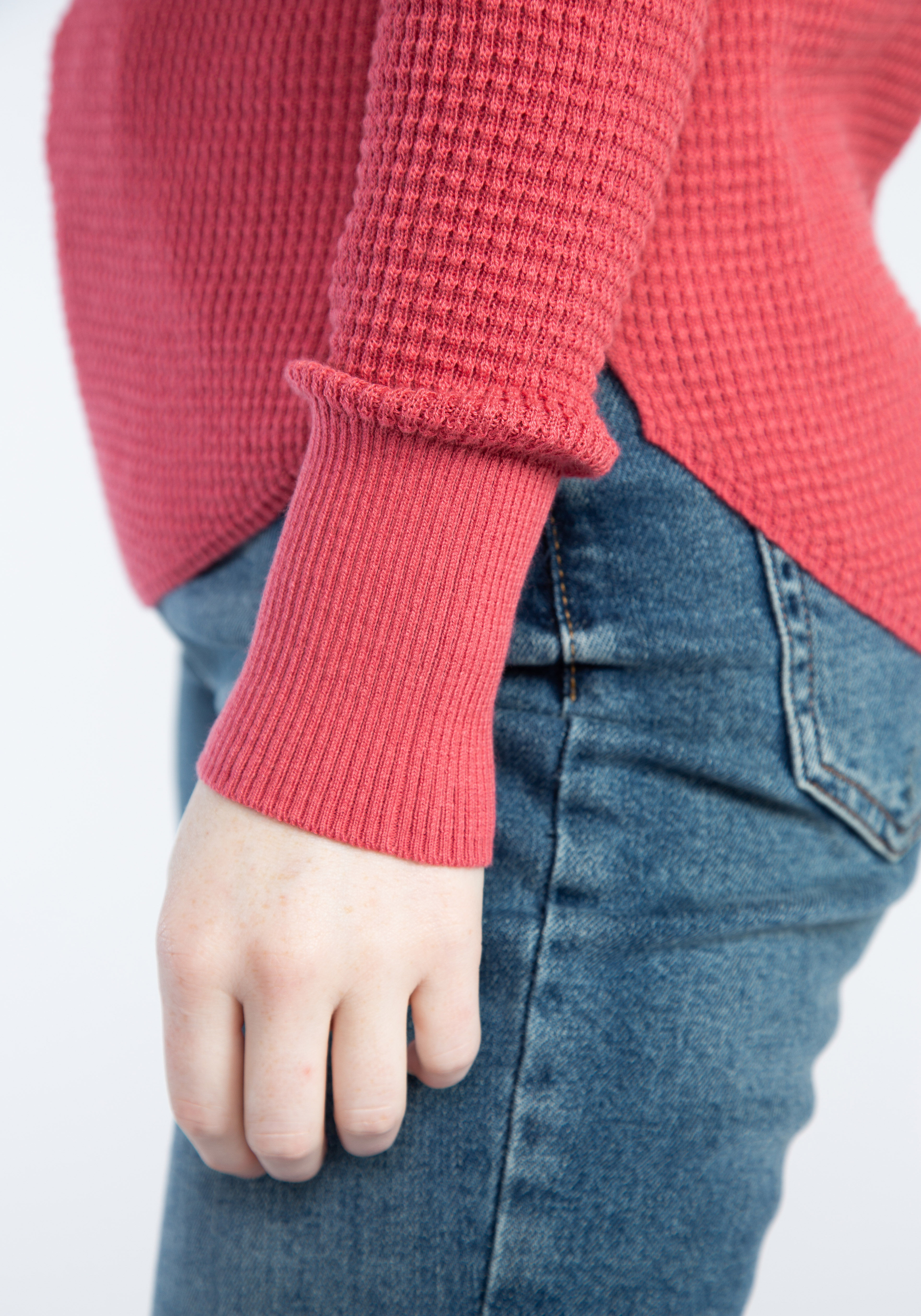 maria waffle crew neck sweater Image 6