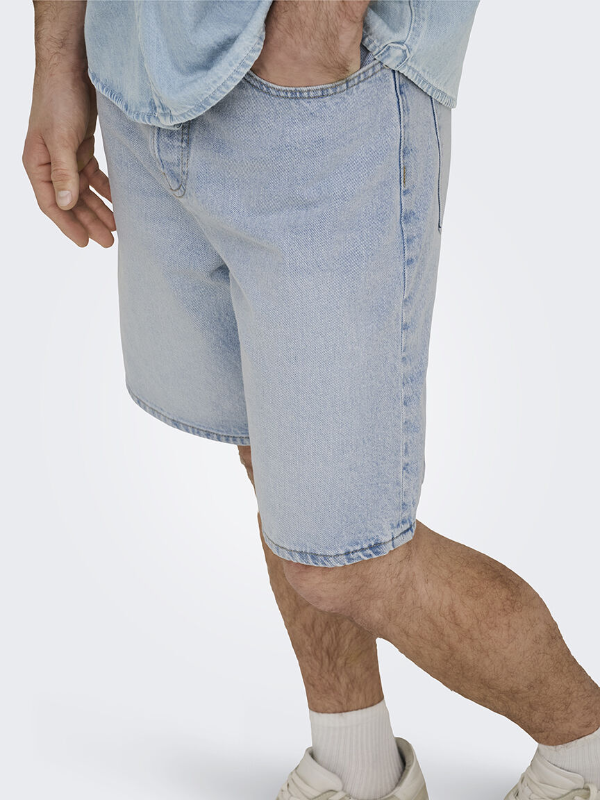 five baggy denim shorts