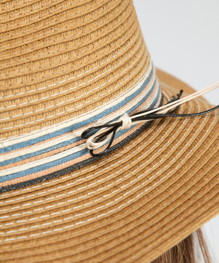straw panama hat with ribbon band Image 4