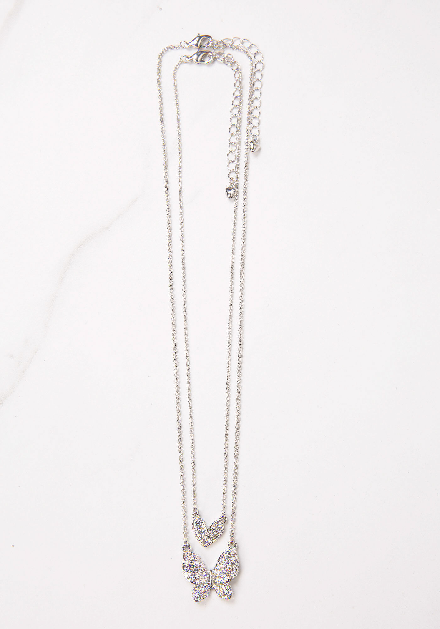 heart and butterfly pendants pack of 2 necklace Image 1