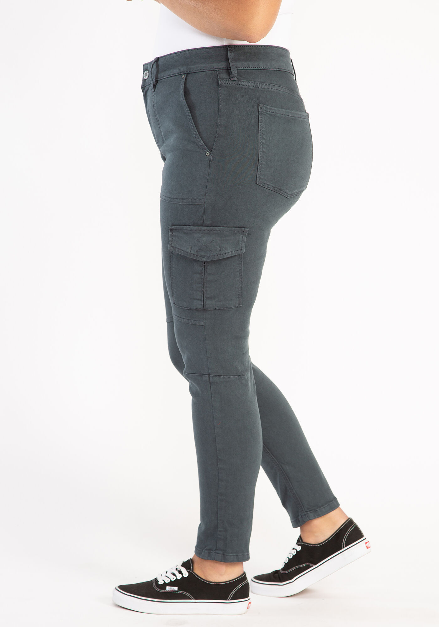 high rise skinny coloured cargo Image 6