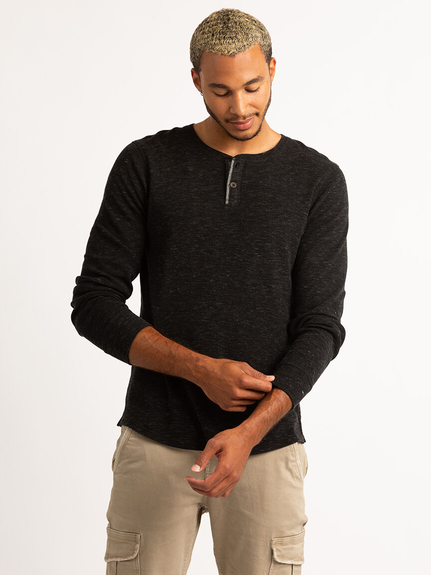 everett waffle textured henley long sleeve Image 1