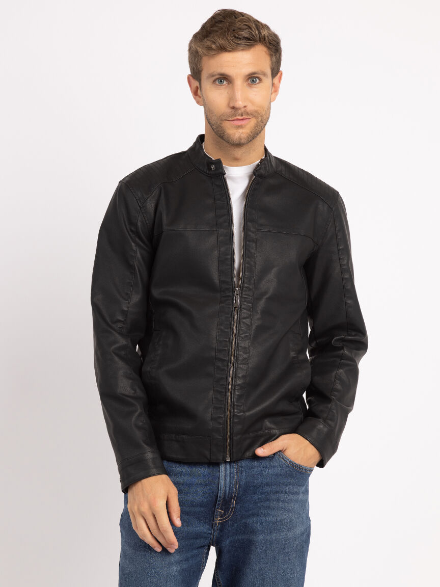 XZEIT Faux Leather Jacket For Women Buckled Strap Zip Detail Solid Color PU  Leather Moto Jacket Streetwear (Color : Black, Size : Small) at Amazon  Women's Coats Shop