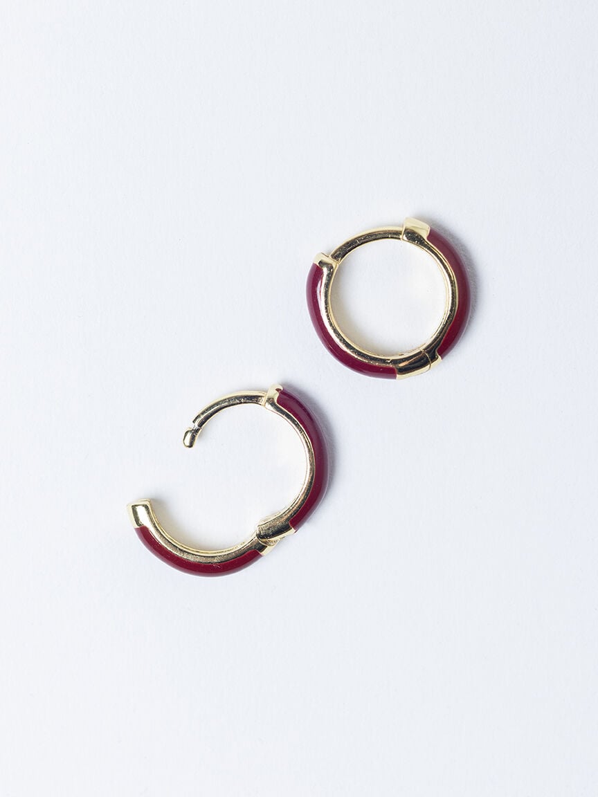 candy huggie earrings maroon