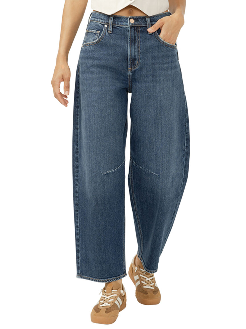 High Rise Barrel Leg Jeans