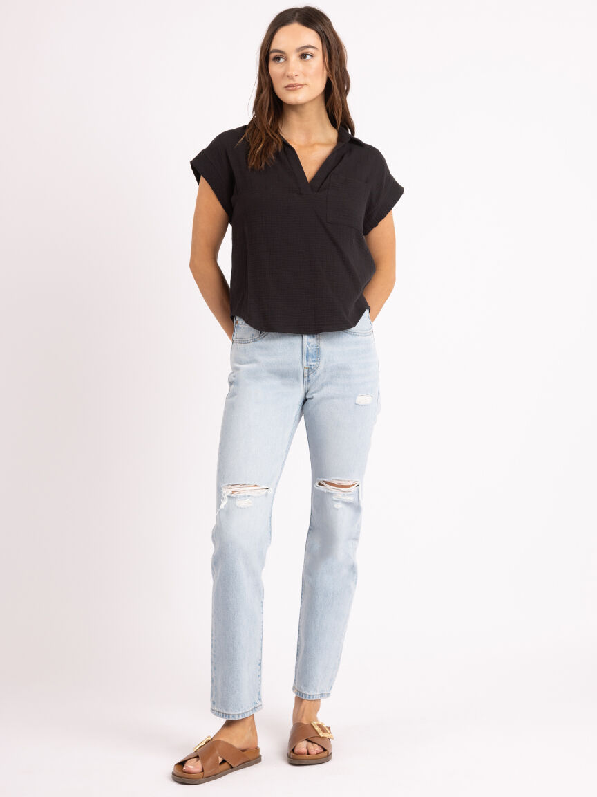 jaden johnny collar gauze shirt Image 2