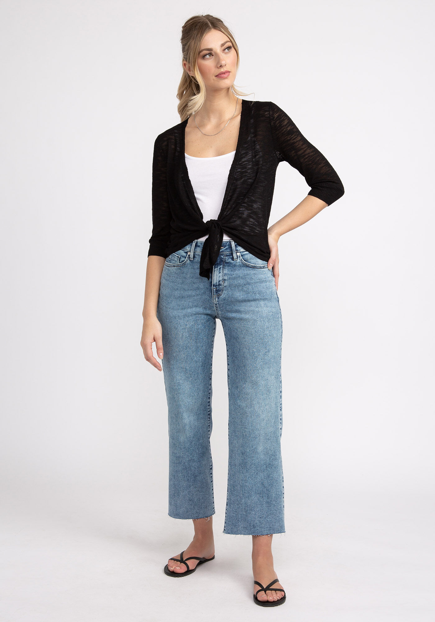 catherine &frac34; sleeve open cardigan Image 3