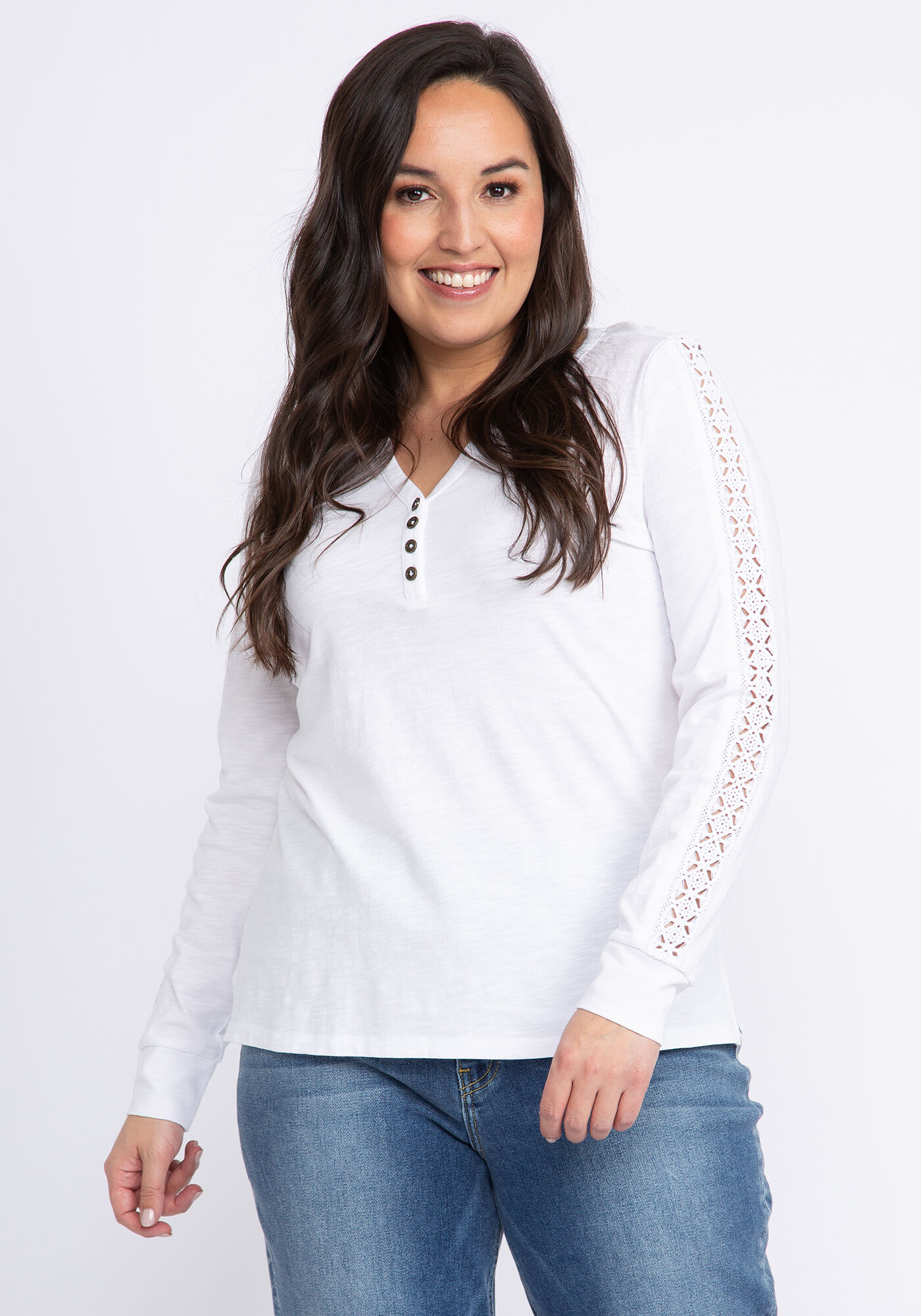clementine crochet sleeve henley Image 1