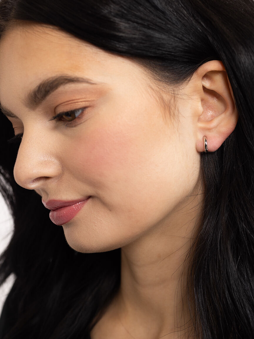 mini huggie earrings silver