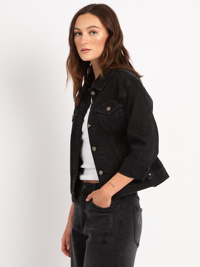 nimes black classic jean jacket nimes black classic jean jacket