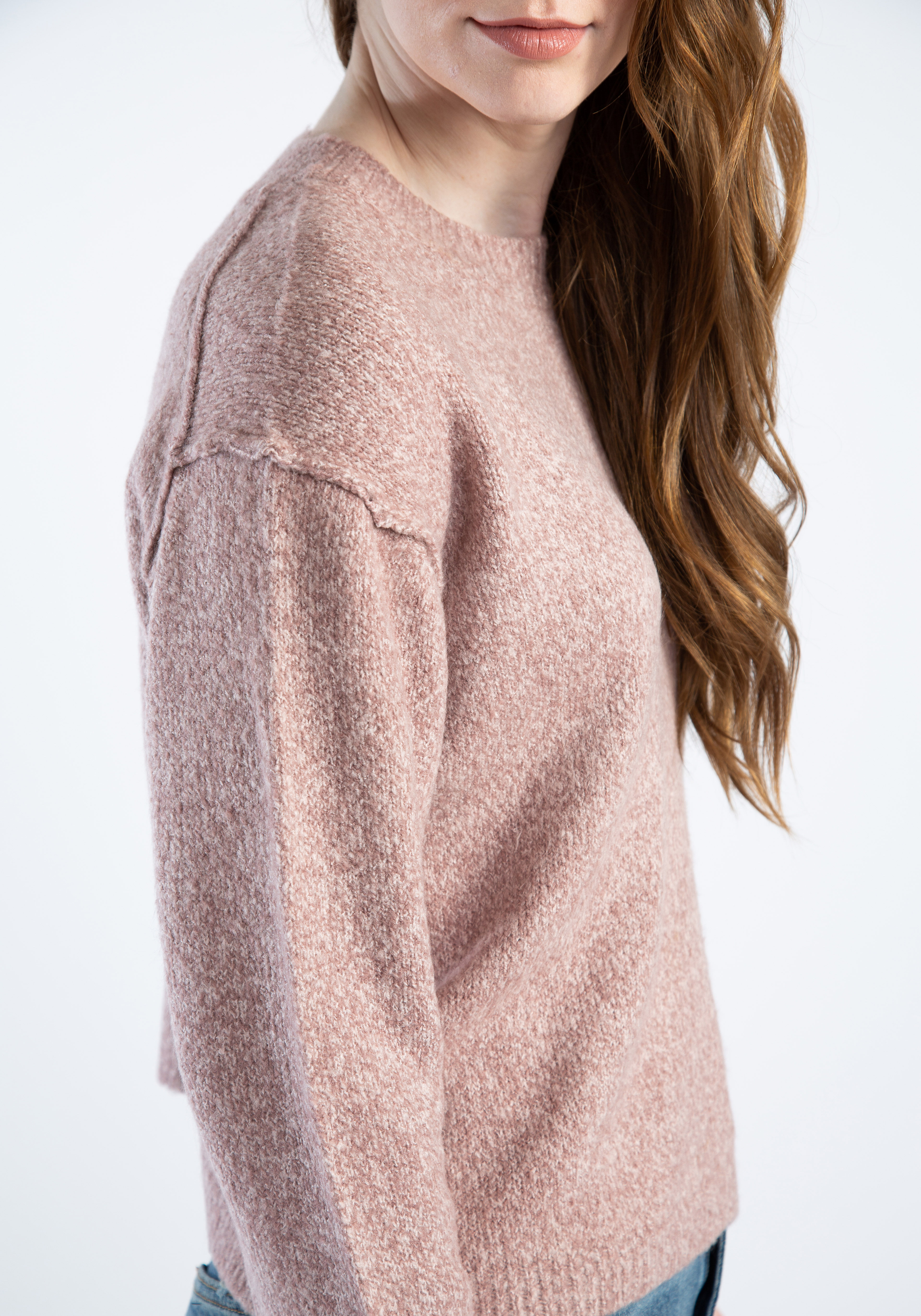 crew neck melange popover sweater Image 4