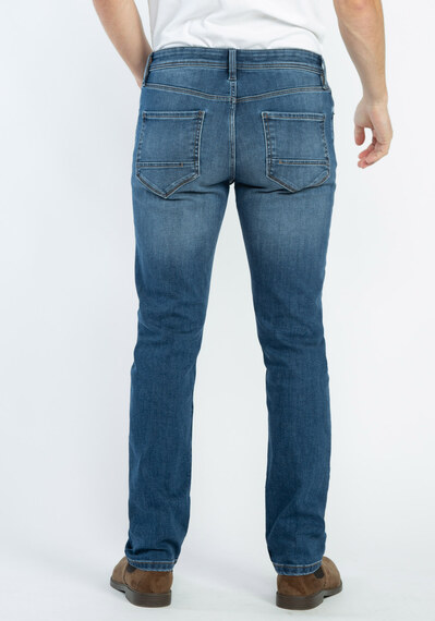 slim straight jean with plaid print Image 2