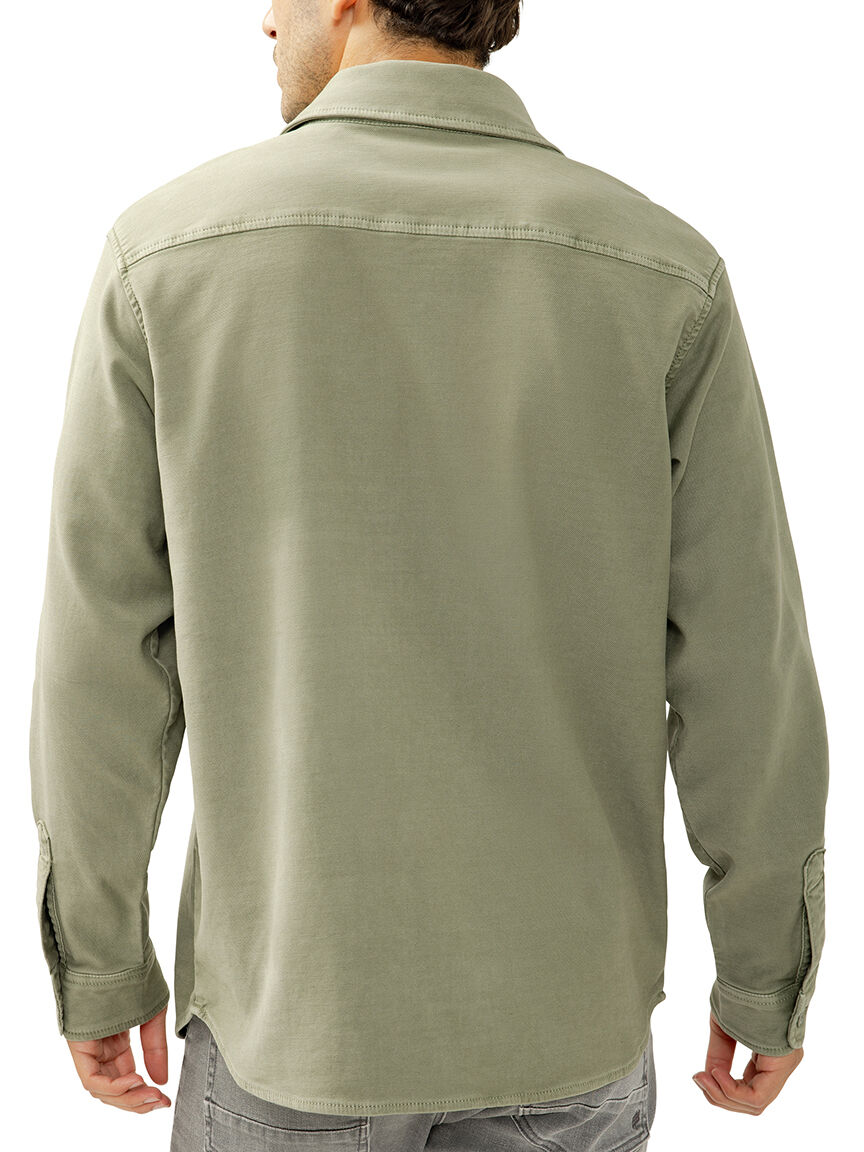 Knit Flex Button-Up Shirt Green