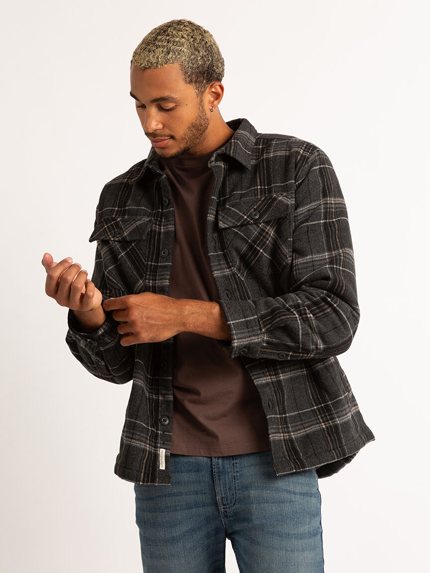 plaid sherpa lined heavy overshirt Image 2