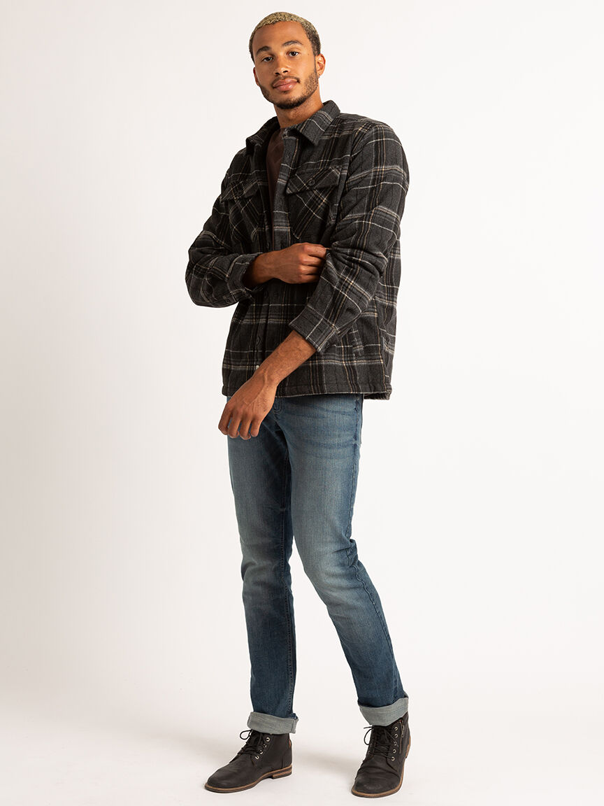 plaid sherpa lined heavy overshirt Image 3