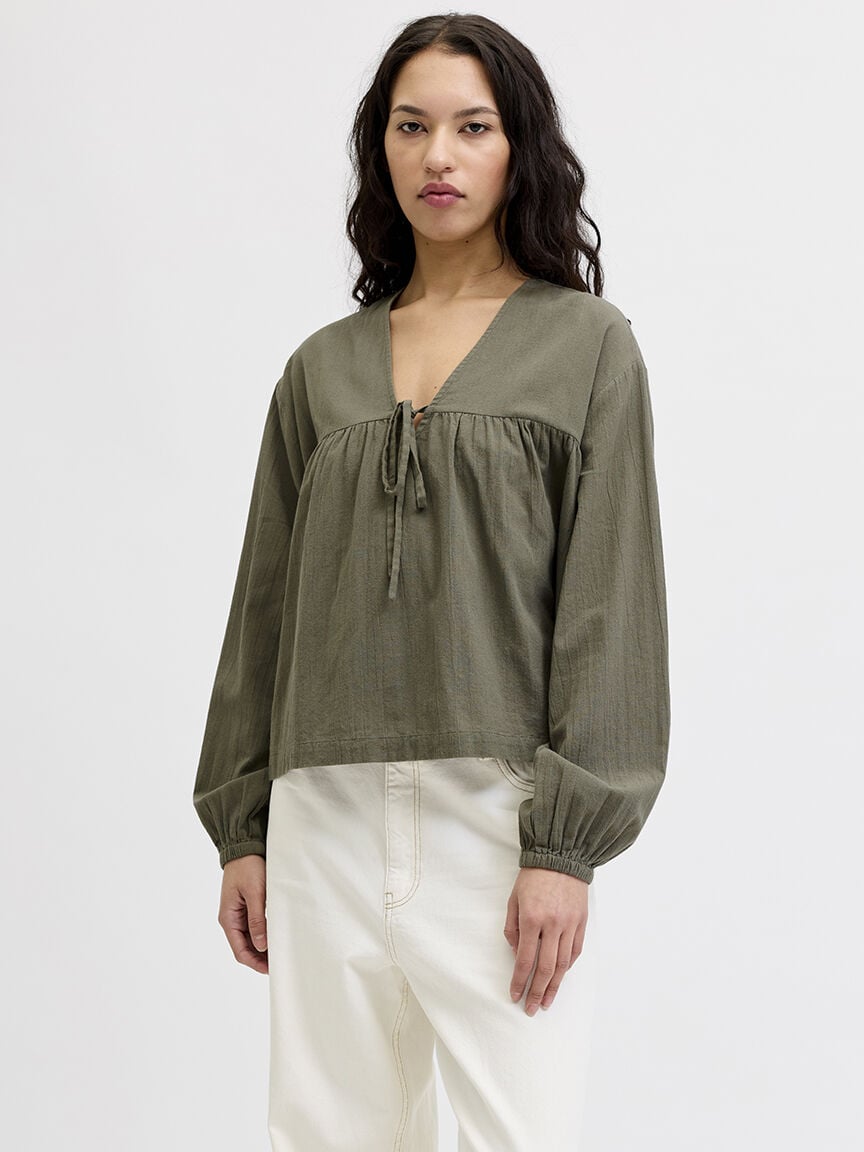 kia v-neck blouse