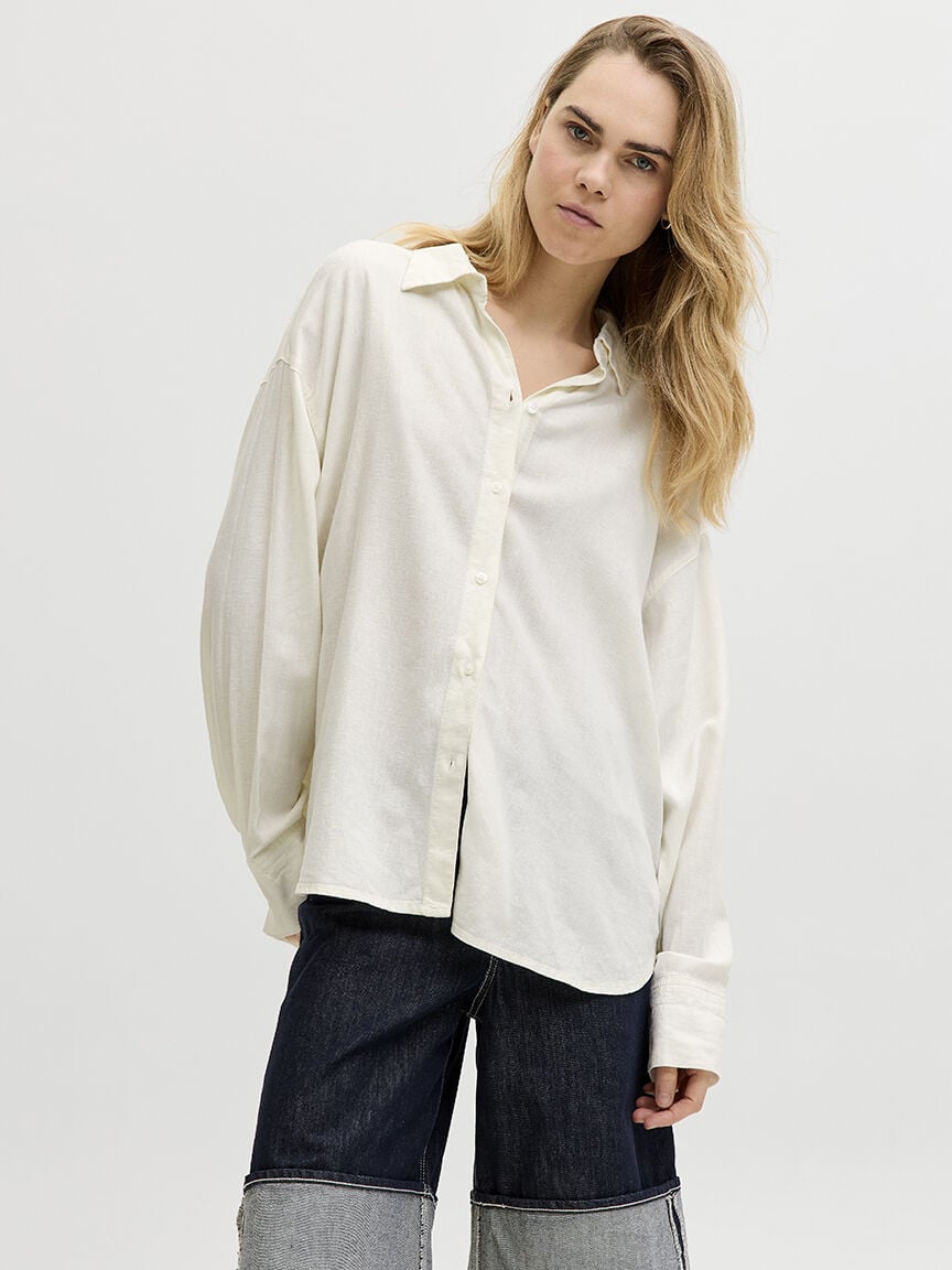 almira linen blend shirt