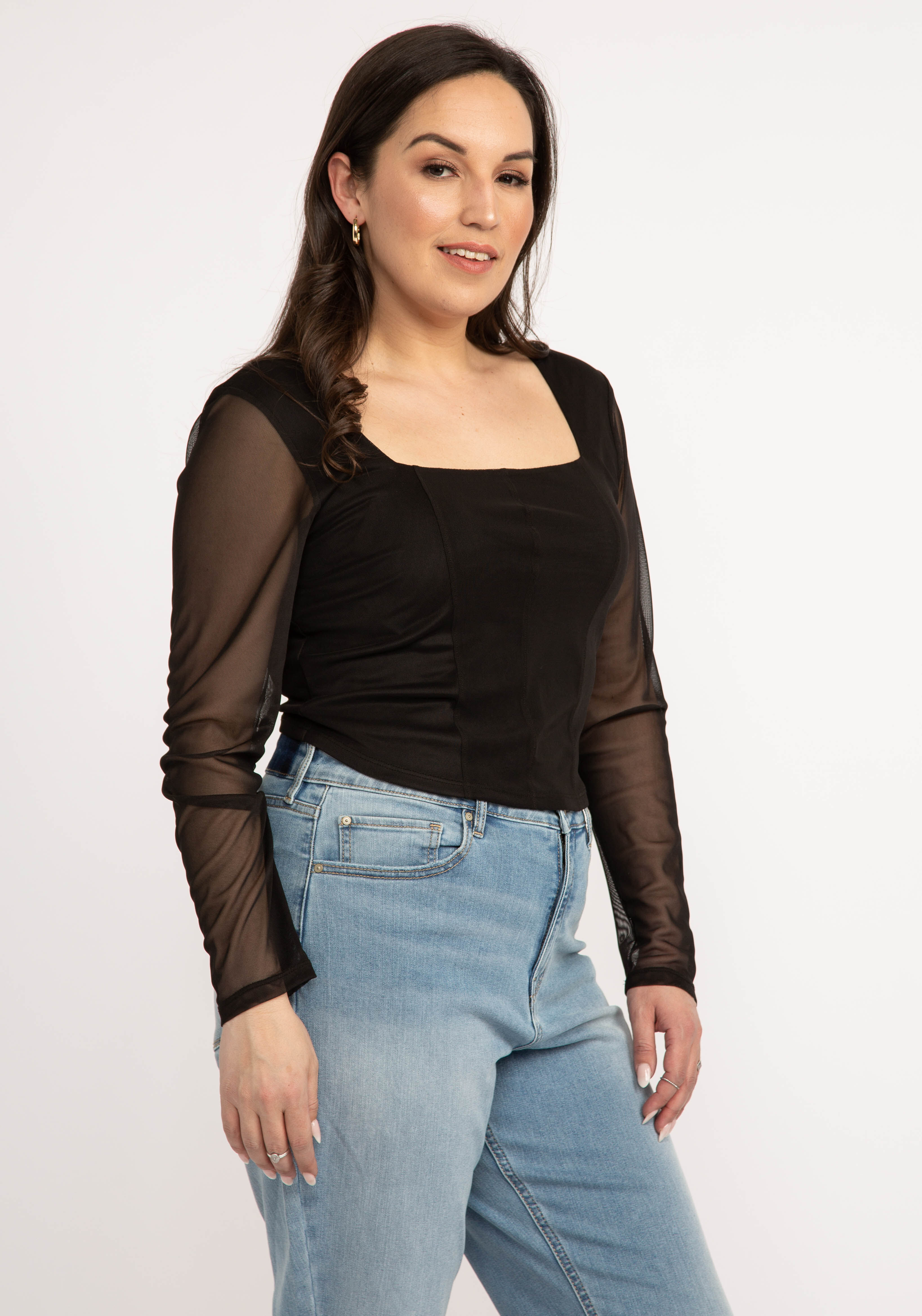 cheryl mesh corset long sleeve top Image 1