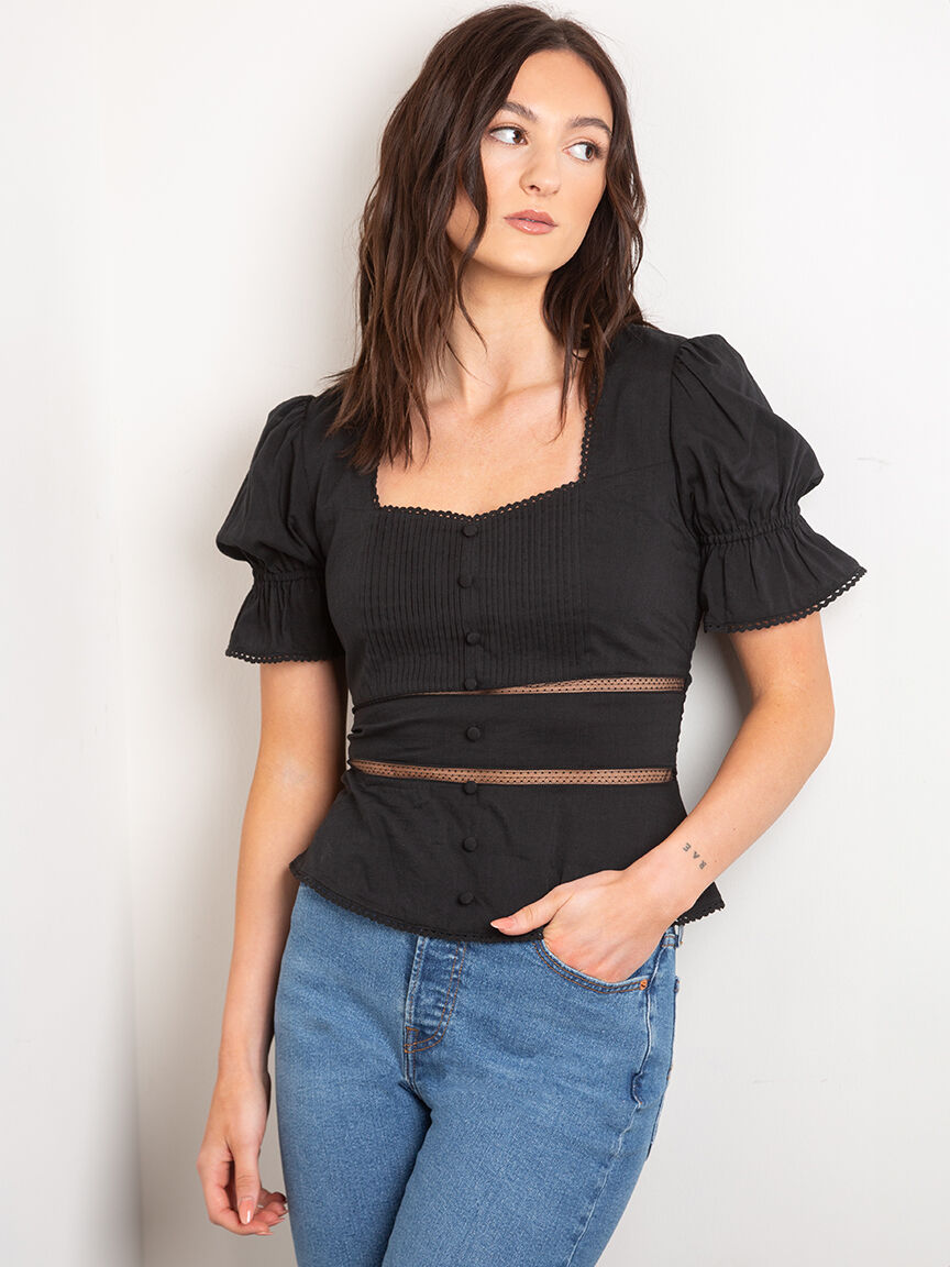 amber puff sleeve peplum top Image 1