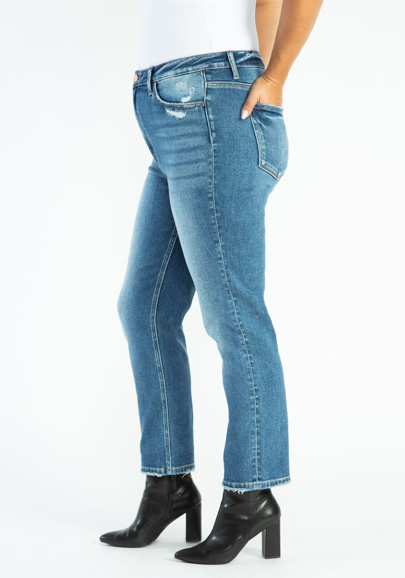high rise slim straight jeans Image 6