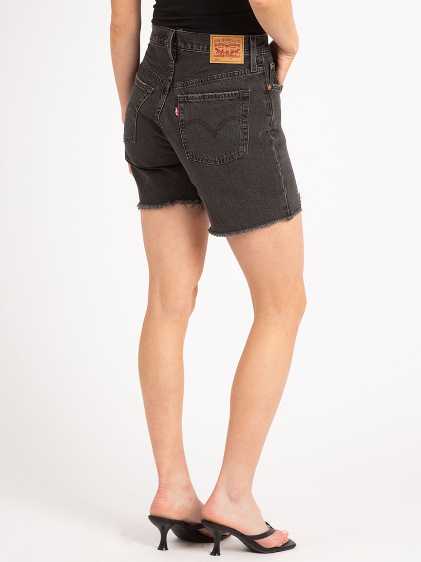 Black denim levi shorts women's top