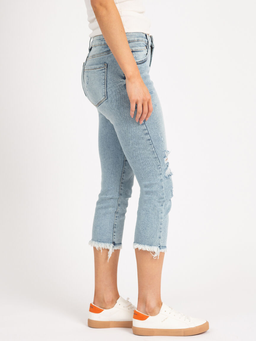 Capri jeans with holes sales