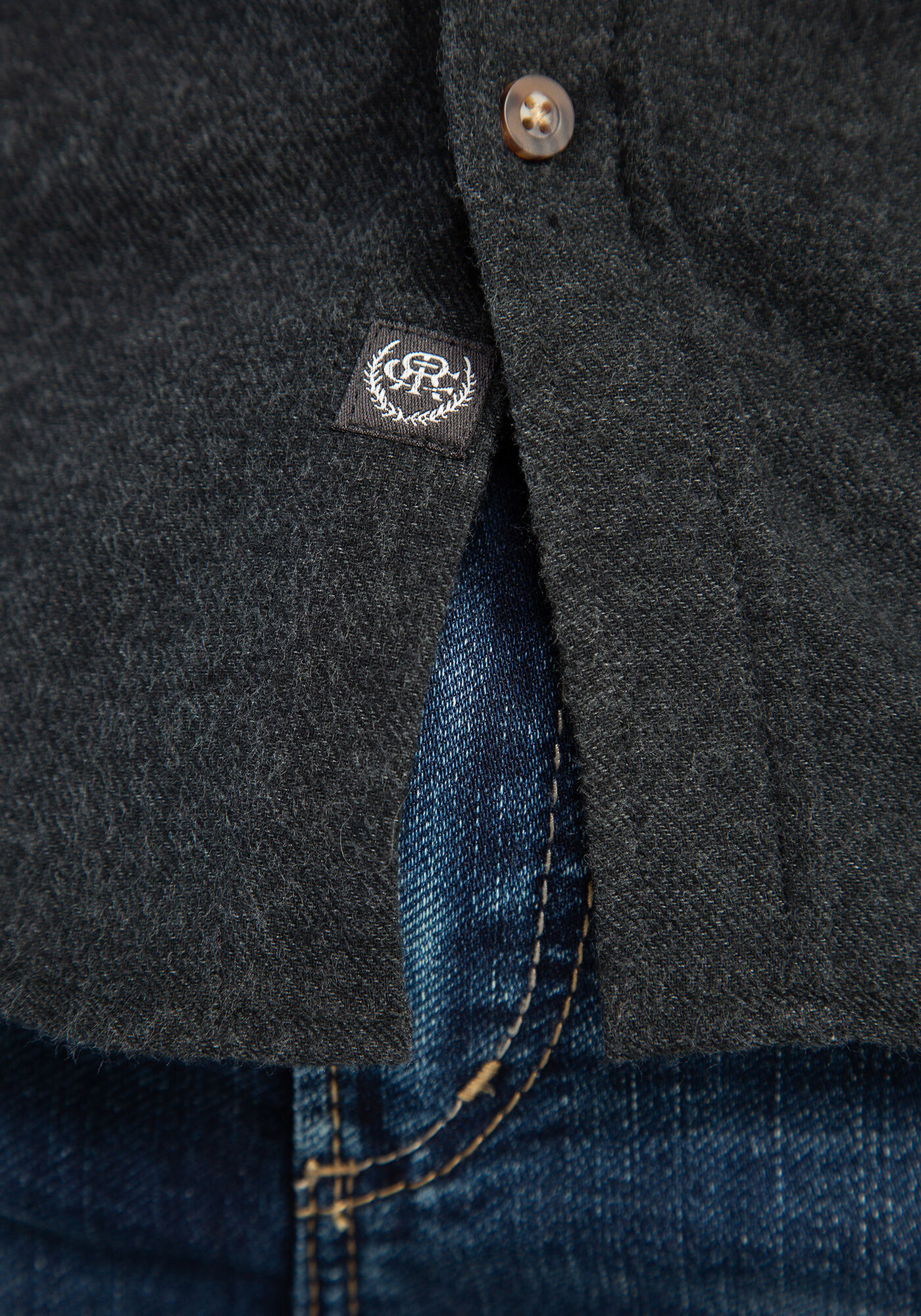 solid melange  flannel shirt Image 6