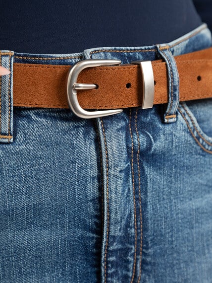 women's suede belt with metal tip Image 2
