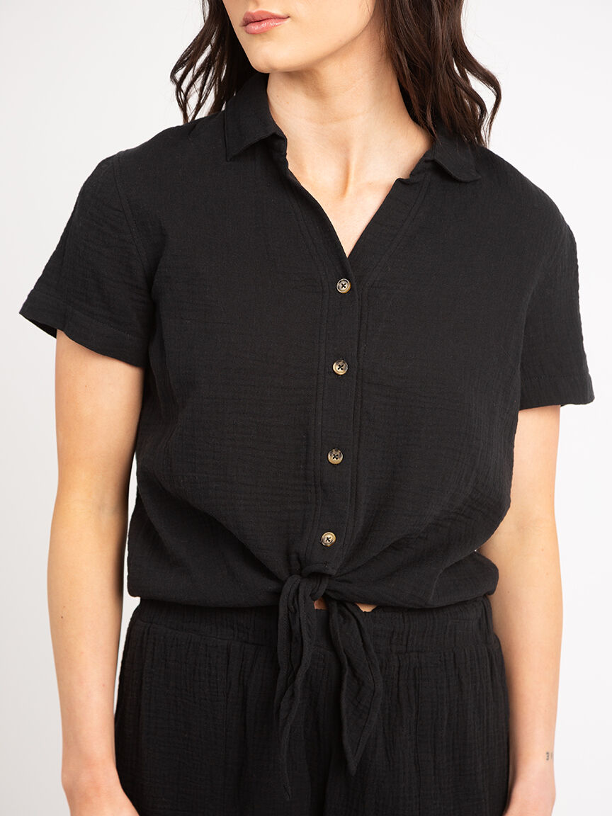 daphne button front tie bottom shirt Image 5