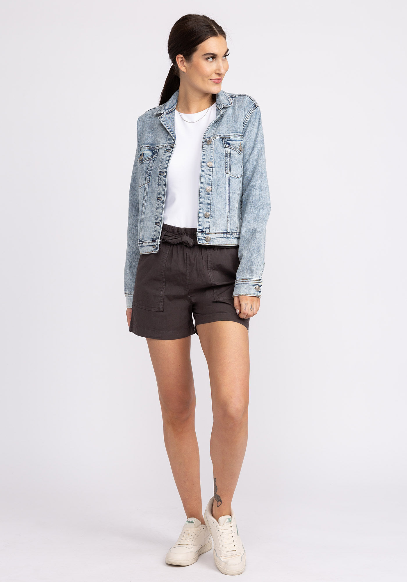 Silver jean jackets top