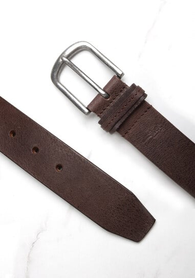 men's leather belt with stitched loop